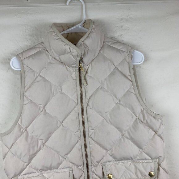 J. Crew Womens M Excursion Down Fill Quilted Puffer Vest Cream Tan Fall Winter - Picture 3 of 8